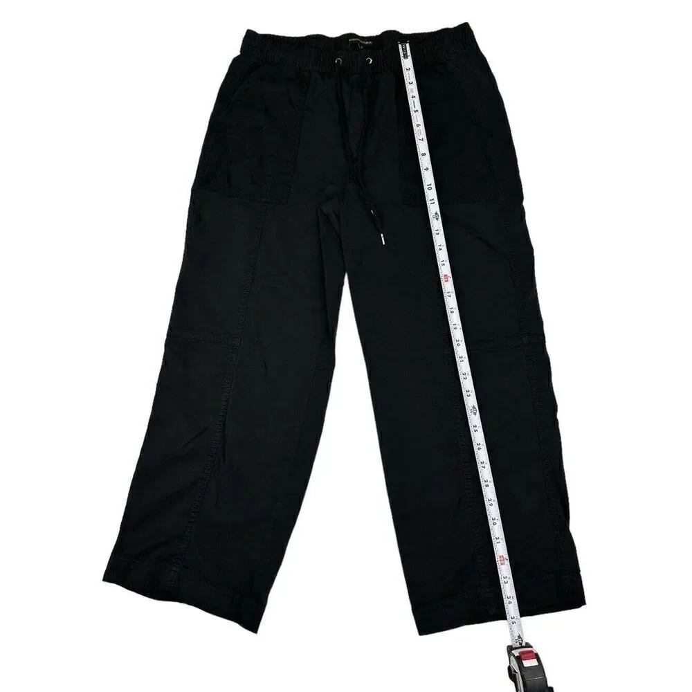 Banana Republic Straight Leg Drawstring Linen Black Pants Women’s Size Medium